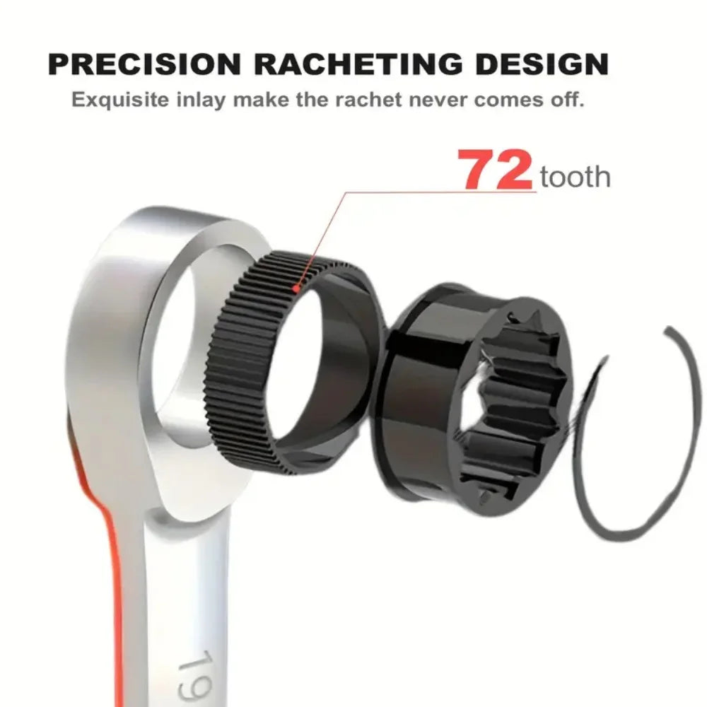 Flexible Ratcheting Combination Wrench Set,6-17mm Metric