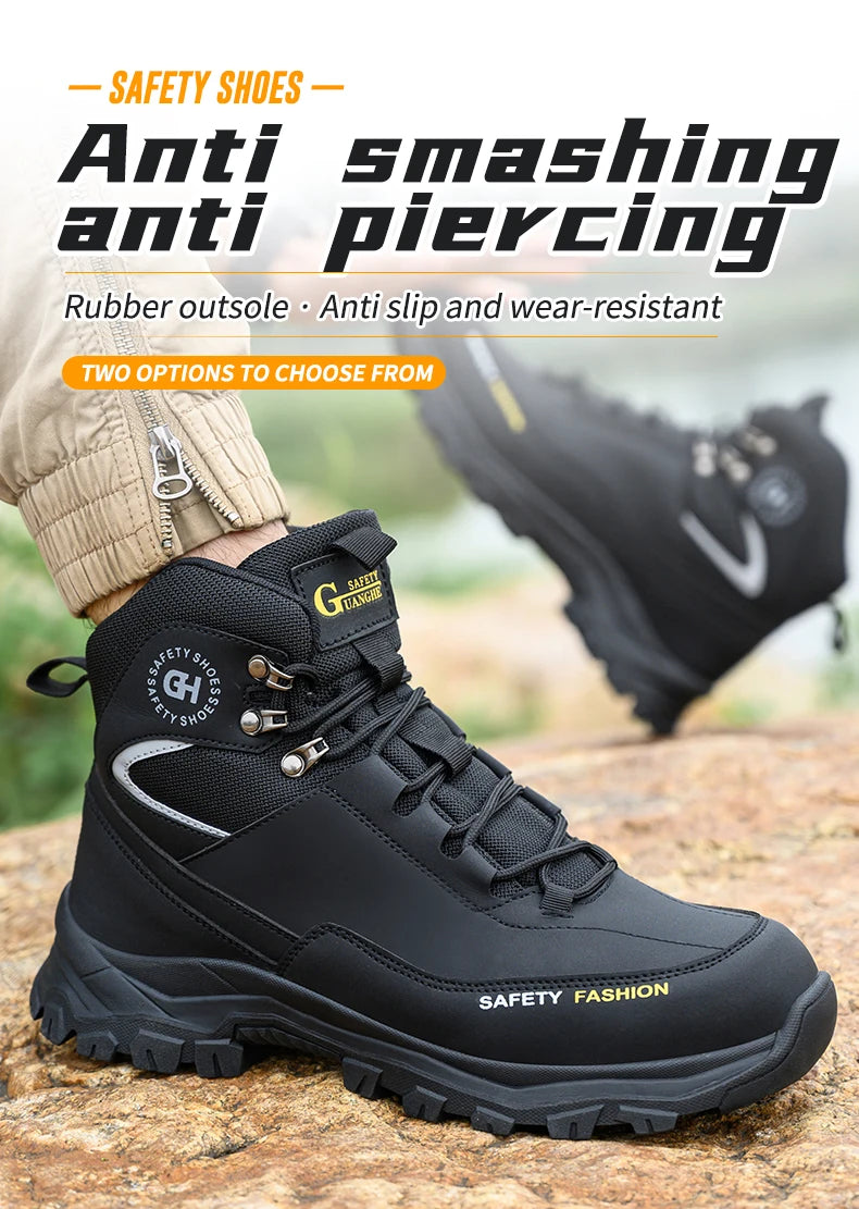 Men Steel Toe Work Shoes Anti-smash Anti-puncture
