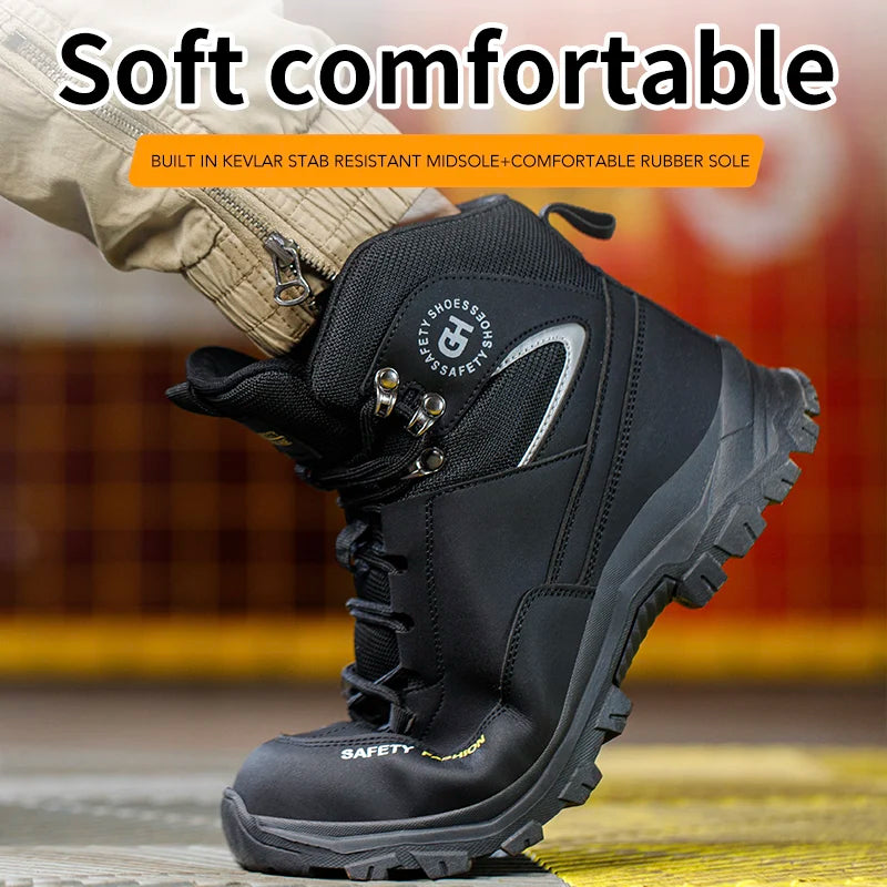 Men Steel Toe Work Shoes Anti-smash Anti-puncture