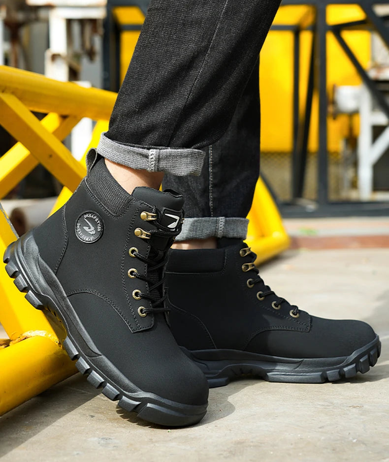 High-top PU anti-smash anti-puncture breathable safety boots