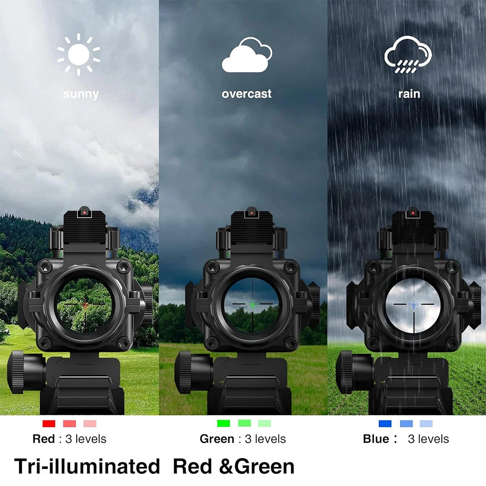 4x32 Tactical Scope with Fiber Optic illuminated Reticle with 20 mm Picatinny Rail