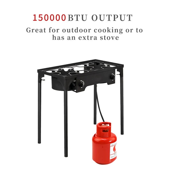 Outdoor Camp Stove High Pressure Propane Gas (Double Burner 150000-BTU)