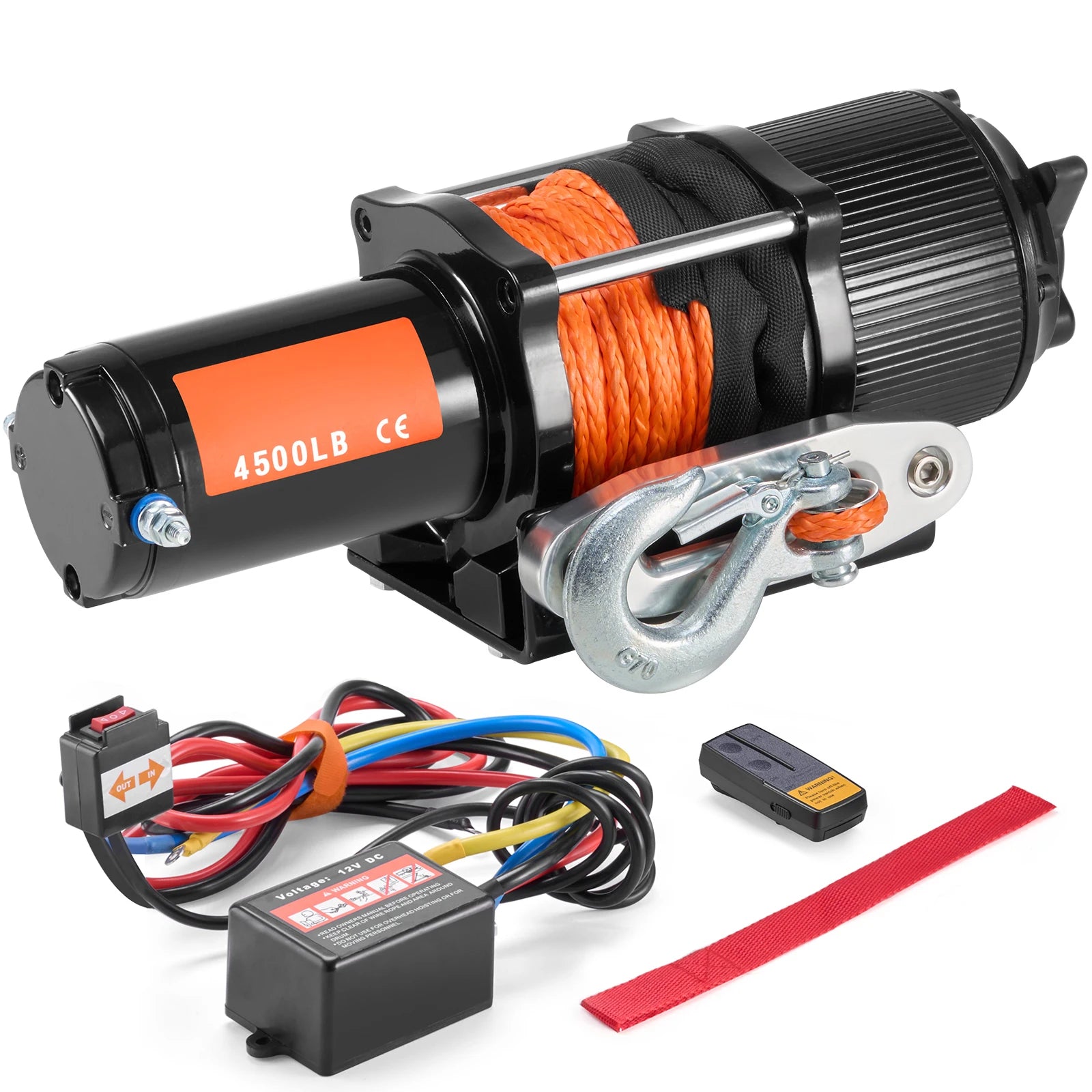 4500lbs ATV/UTV Electric Winch 12V with 39ft Synthetic Rope Wireless & Wired Remote Control