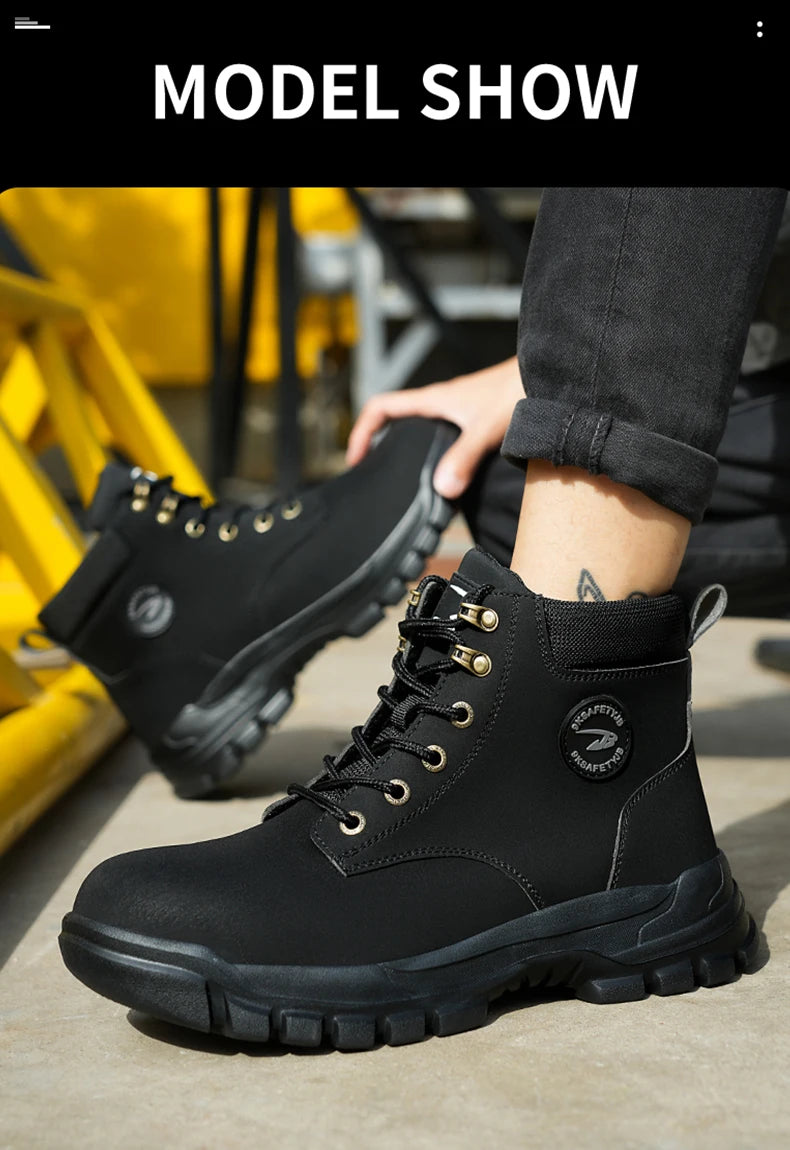 High-top PU anti-smash anti-puncture breathable safety boots