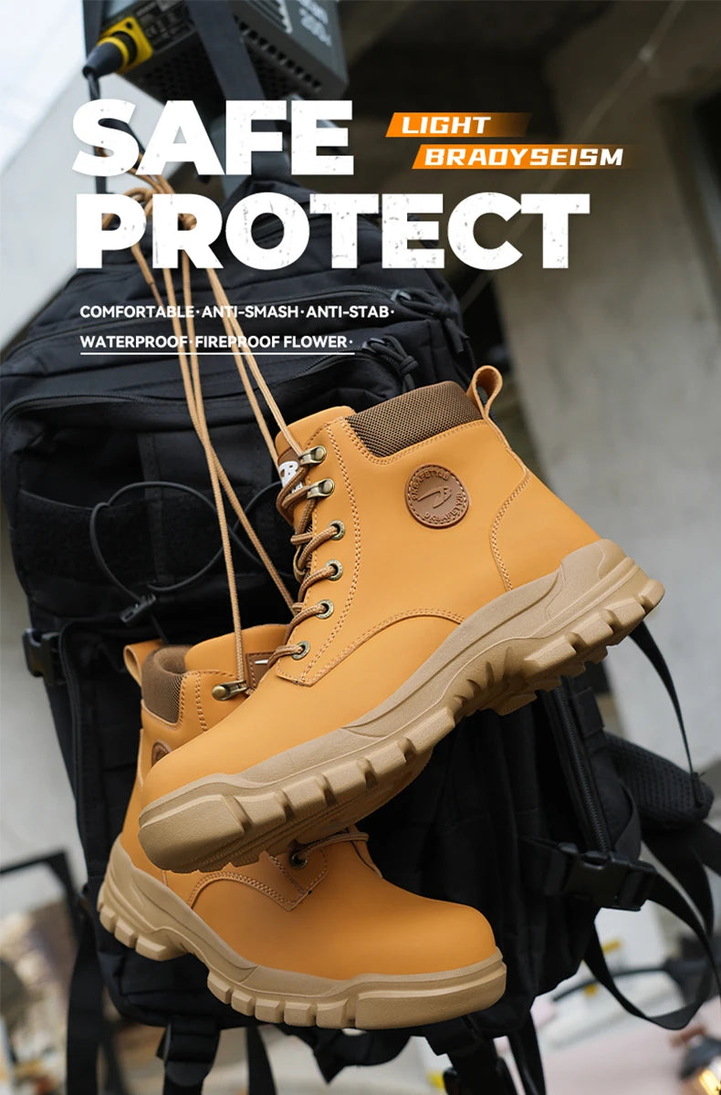 High-top PU anti-smash anti-puncture breathable safety boots