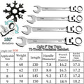 Flexible Ratcheting Combination Wrench Set,6-17mm Metric