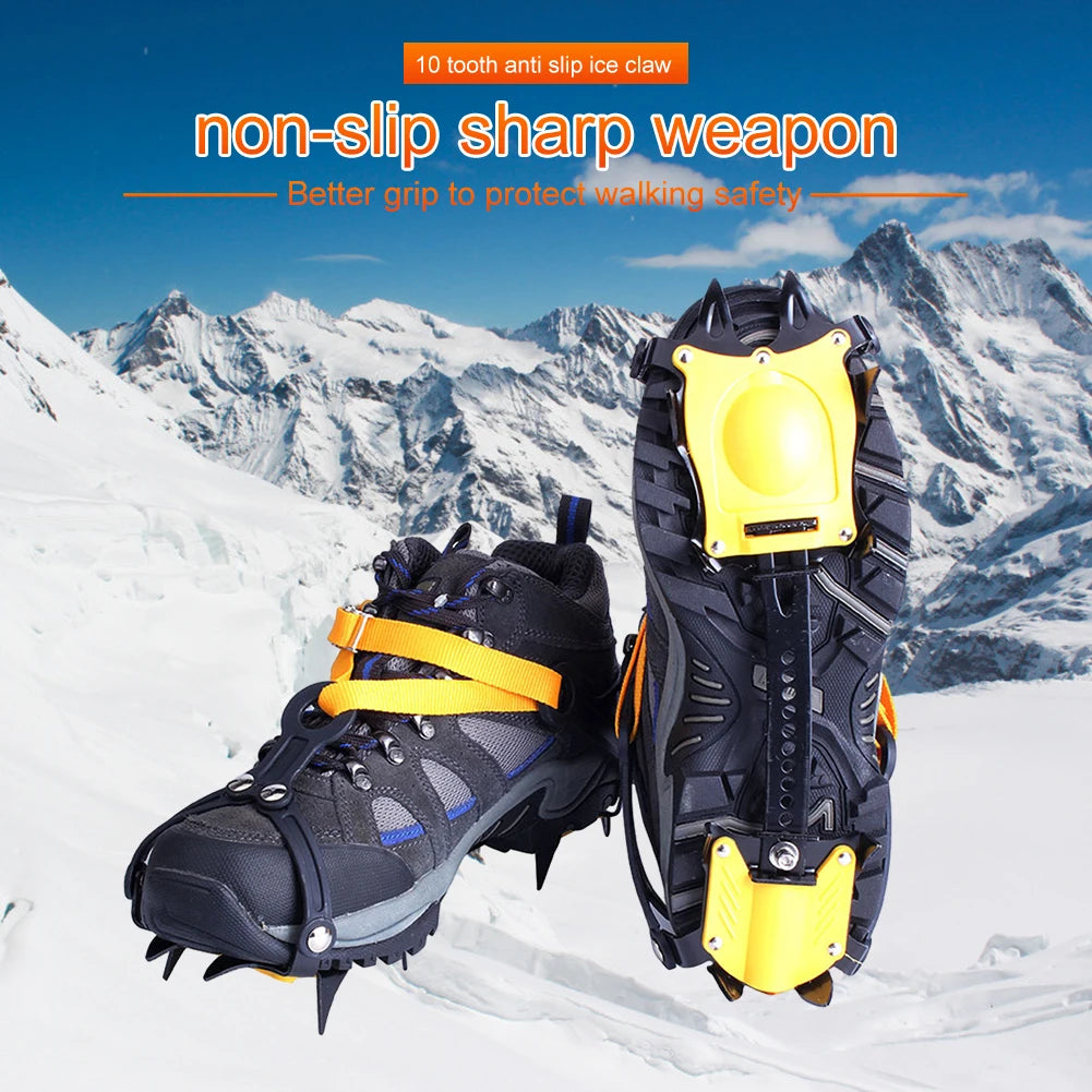 1 Pair Ice Crampons Stainless Steel 10 Teeth Snow Grips Crampons