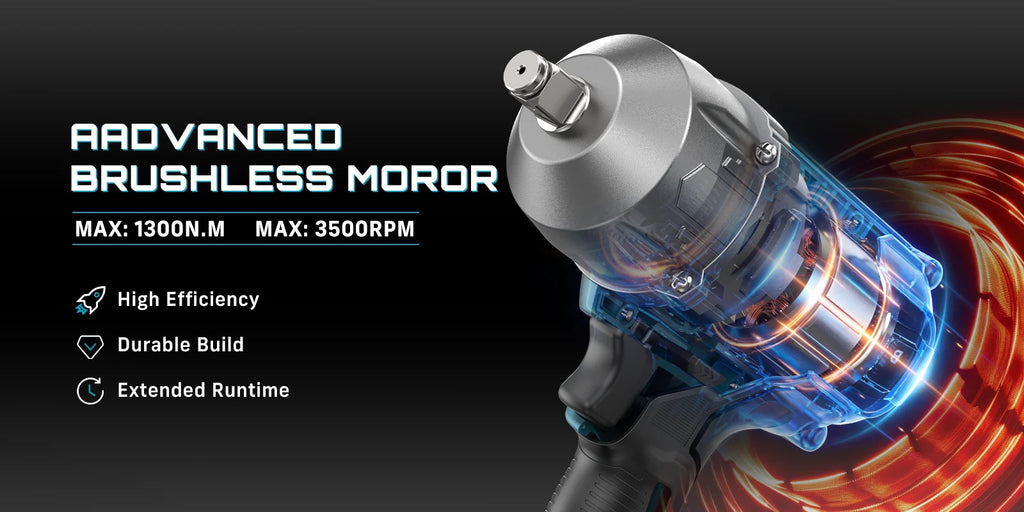 1300N.m Cordless Impact Wrench Brushless Motor 3-in-1 Electric Impact
