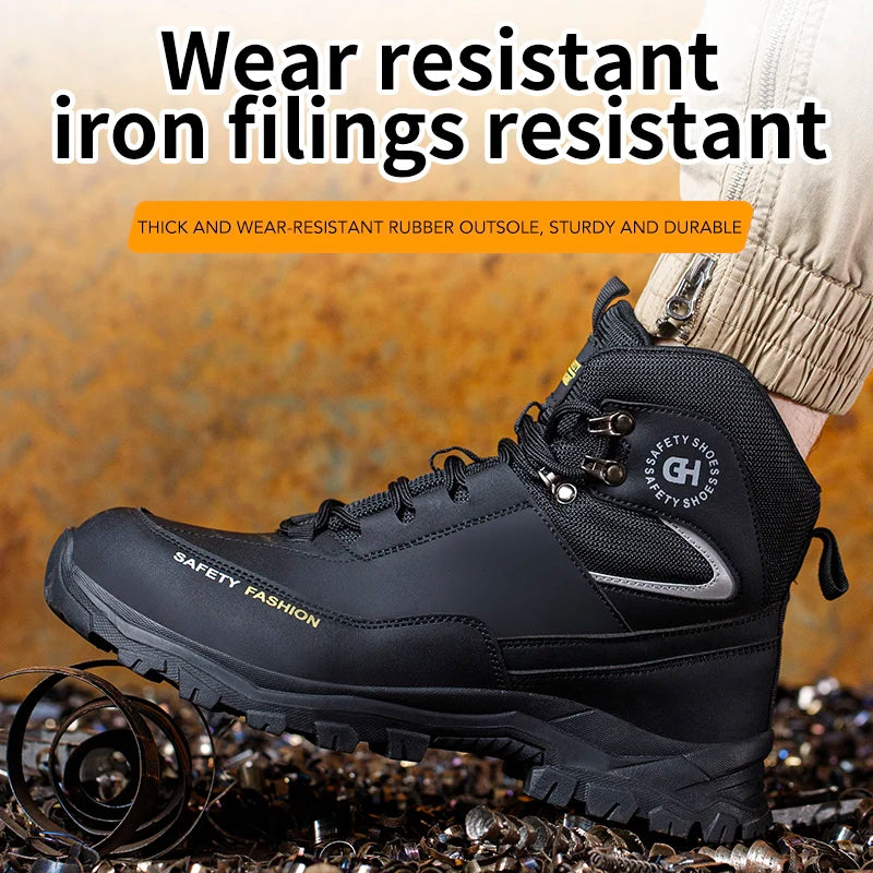 Men Steel Toe Work Shoes Anti-smash Anti-puncture