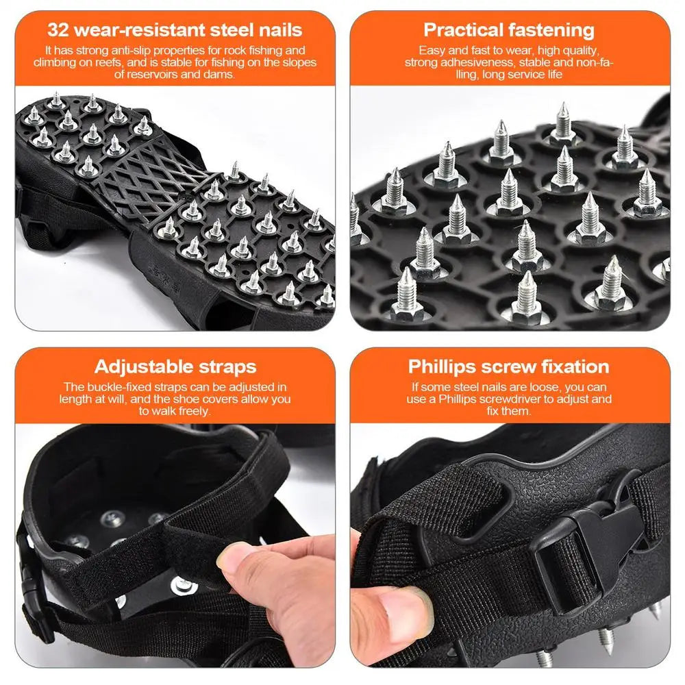 Crampons For Hiking Boots 32-Spikes Crampons Ice Cleats