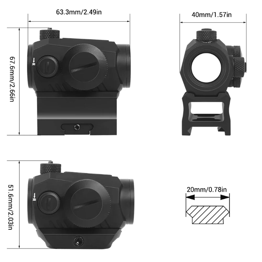 1X20mm Red Dot Sight 2MOA