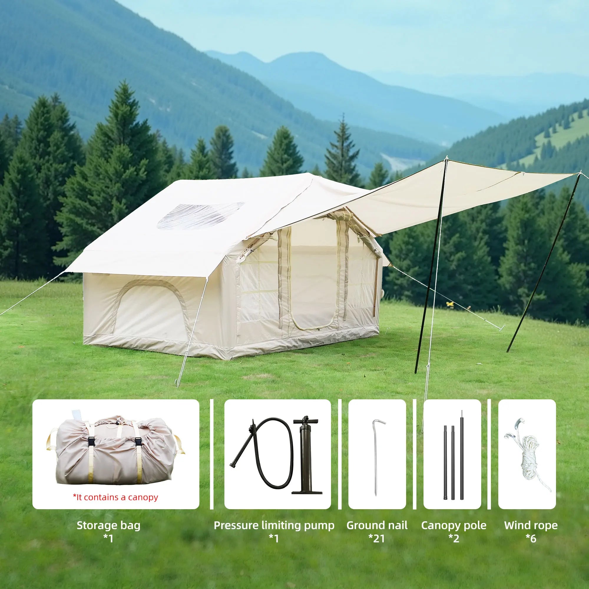 Inflatable 6 Person Camping  tent Quick Setup
