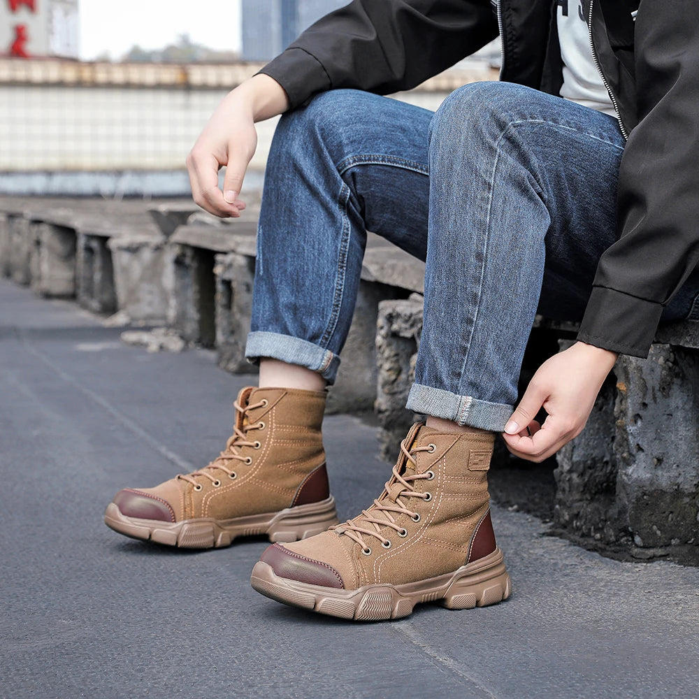 Canvas Light Breathable Work Steel Toe Shoes