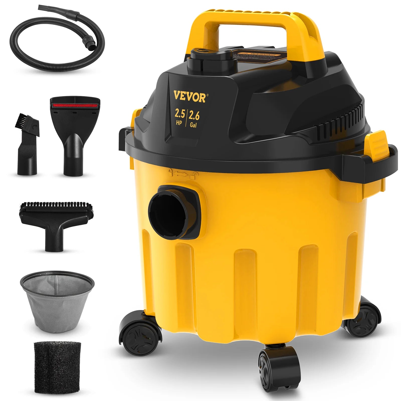 Wet Dry Vac 2.6 Gallon 2.5 Peak HP 3 in 1 Portable Shop Vacuum with Blowing Function