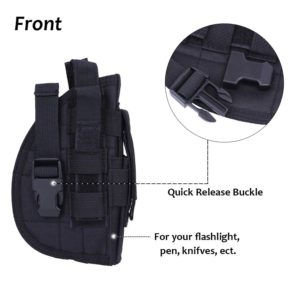 Tactical Pistol Holster Adjustable Right Hand Pistol Holster with Magazine Pouch
