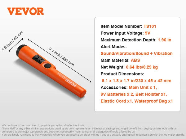 Metal Detector IP66/IP68 Waterproof Handheld Pin Pointer
