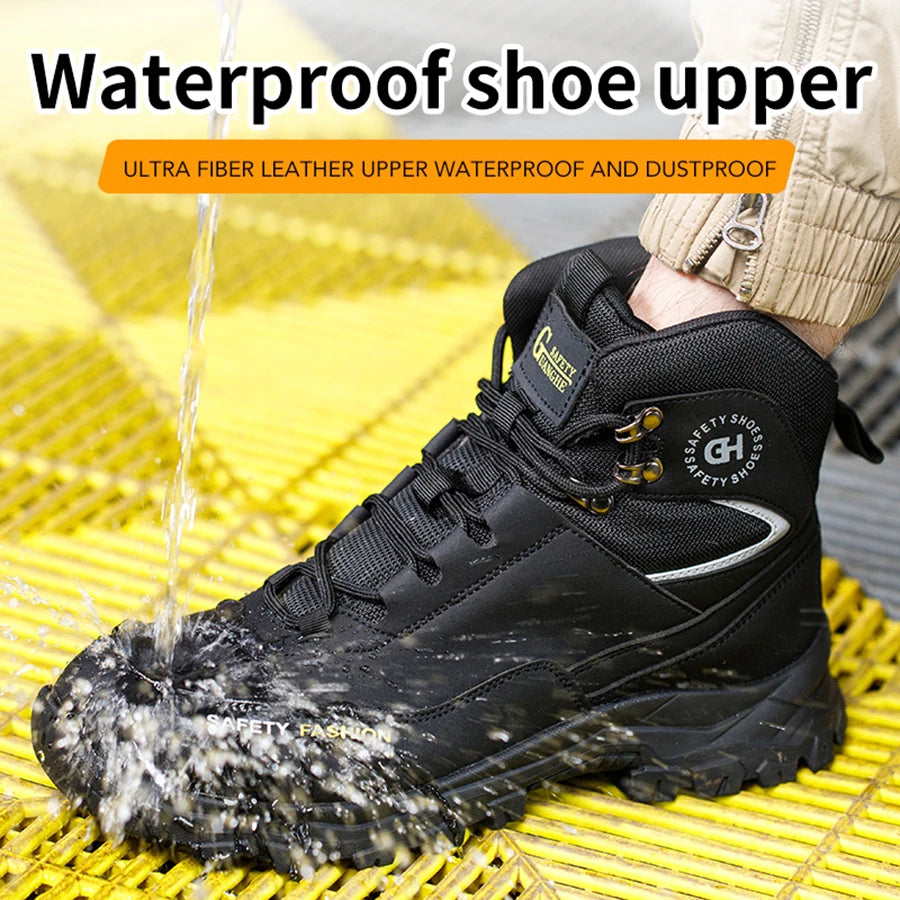Men Steel Toe Work Shoes Anti-smash Anti-puncture