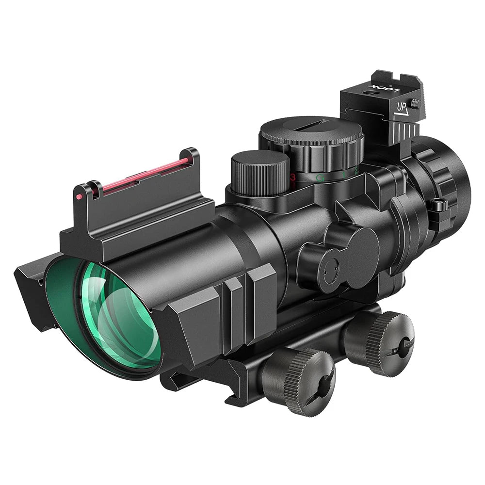 4x32 Tactical Scope with Fiber Optic illuminated Reticle with 20 mm Picatinny Rail