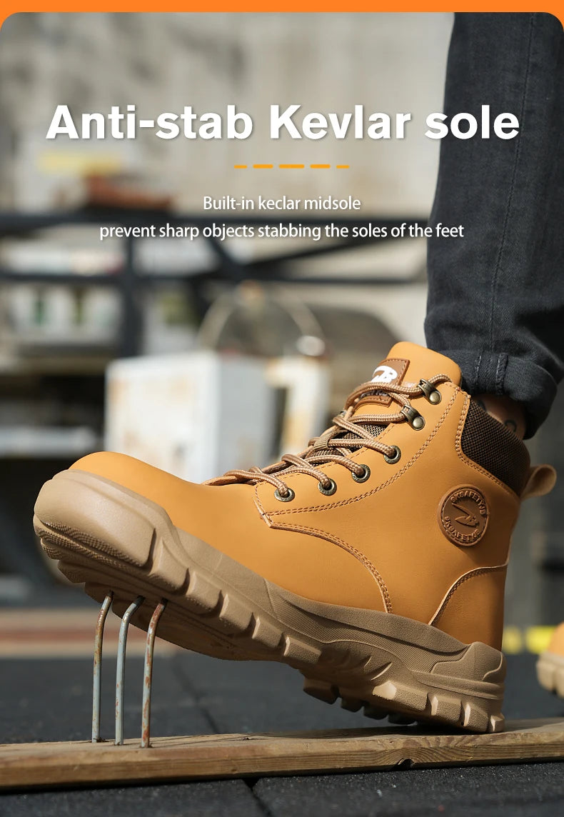 High-top PU anti-smash anti-puncture breathable safety boots