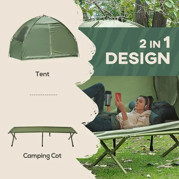 Camping Tent Cot, Single Person Folding Cot Combo, Off-Ground Tent