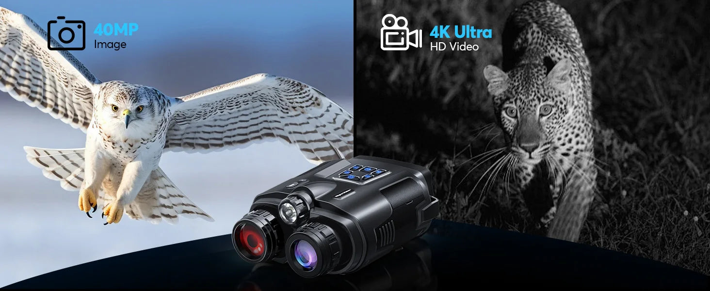 4K Night Vision Binoculars 32GB Infrared Night Vision Goggles 3” Large Screen 8X Digital Zoom Tactical Light for Camping Hunting