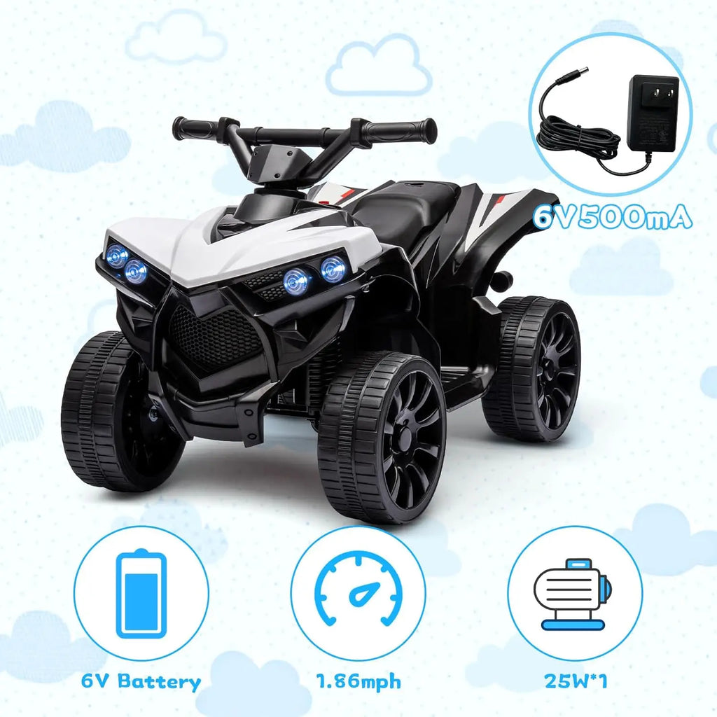 6V Ride on Toy, Kids ATV 4 Wheeler with 1.8MPH Max Speed, Music & Foot Pedal