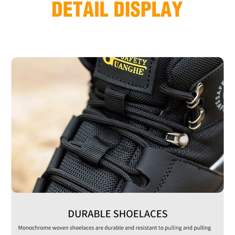 Men Steel Toe Work Shoes Anti-smash Anti-puncture