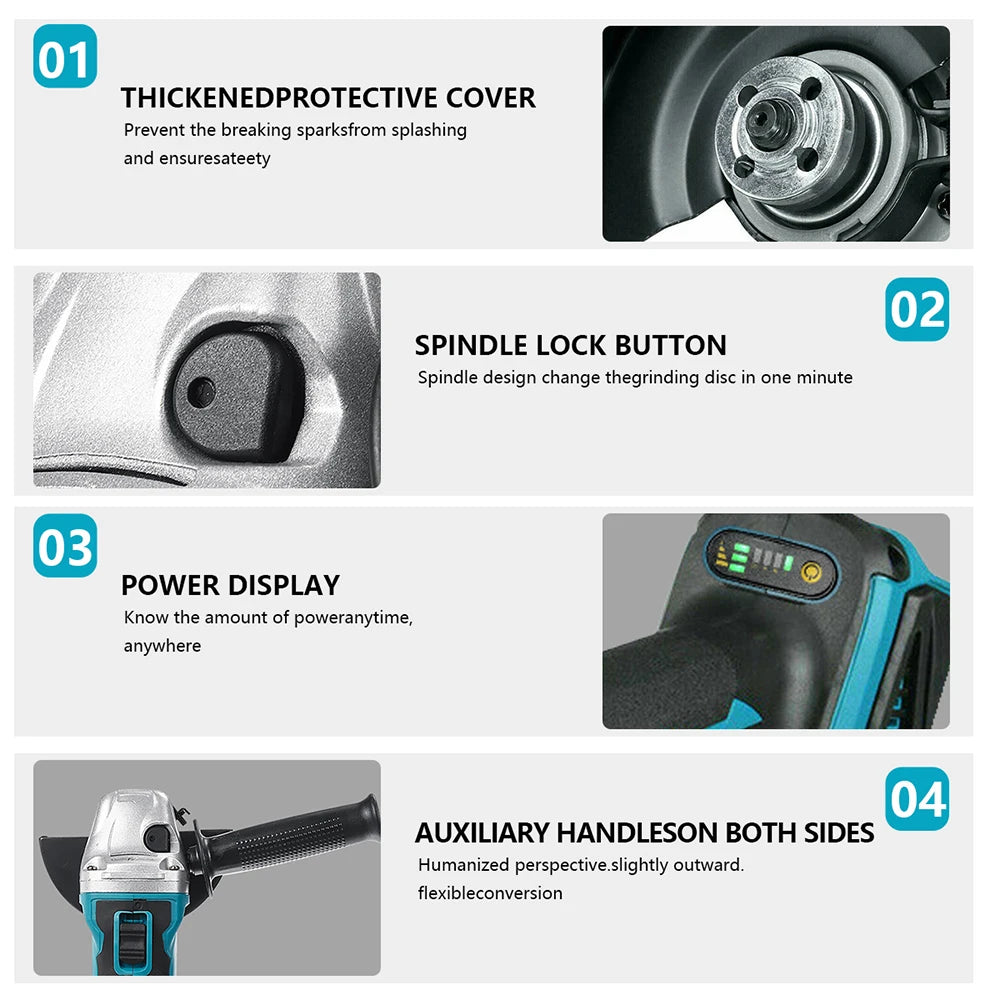 Impact Wrench 125mm Brushless Electric  and Angle Grinder 18V Battery