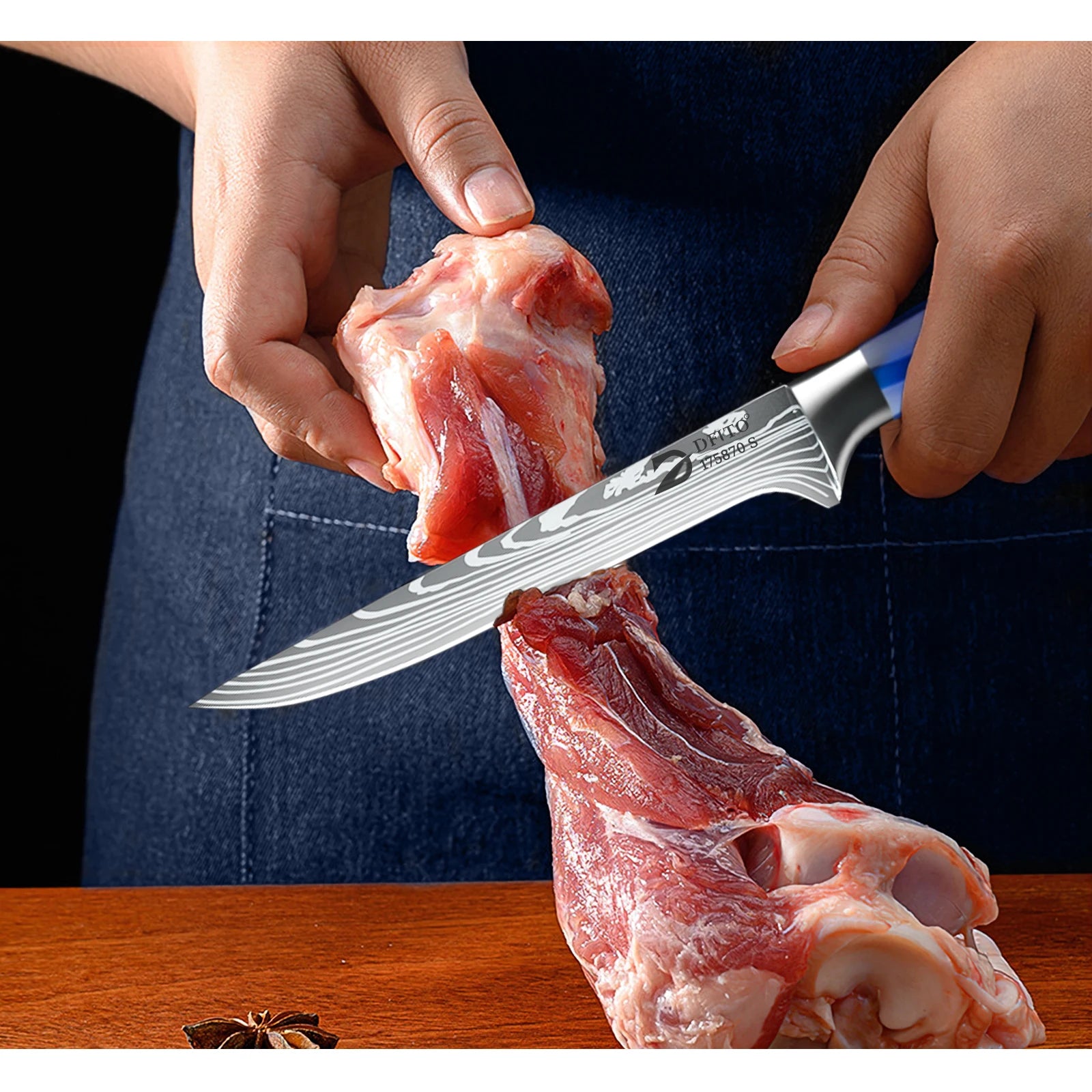8PCS Utility Boning Knife Cleaver Meat Fruit Bread Knife with Cover