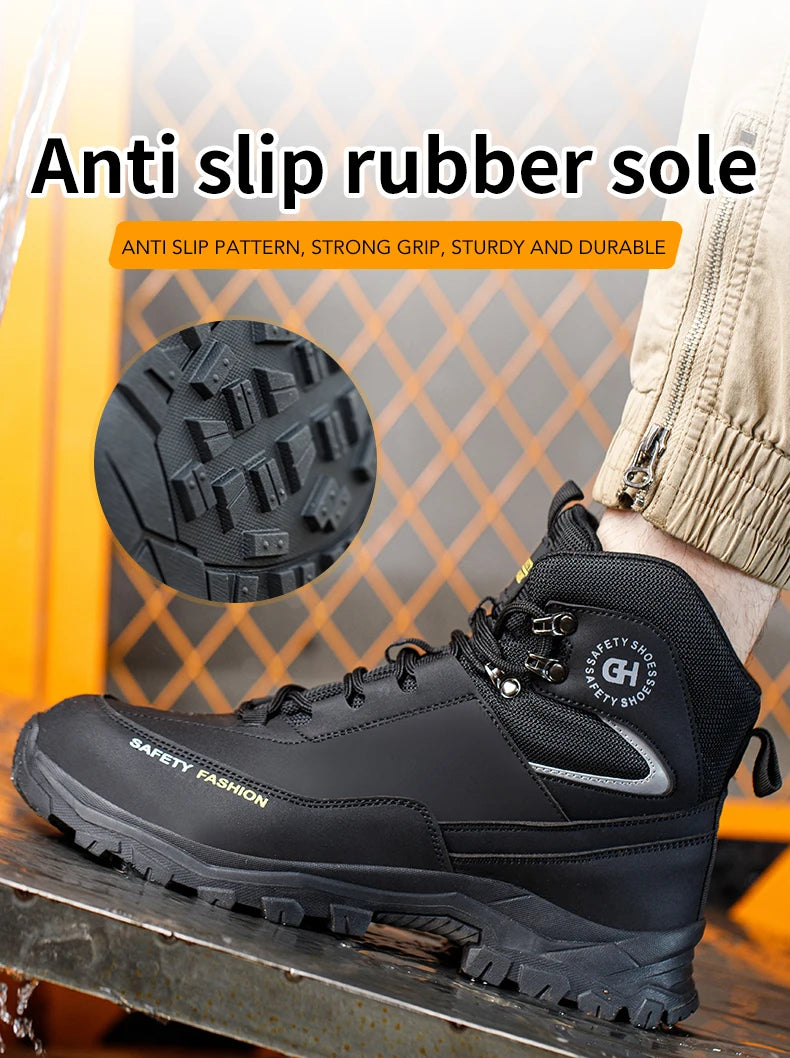 Men Steel Toe Work Shoes Anti-smash Anti-puncture