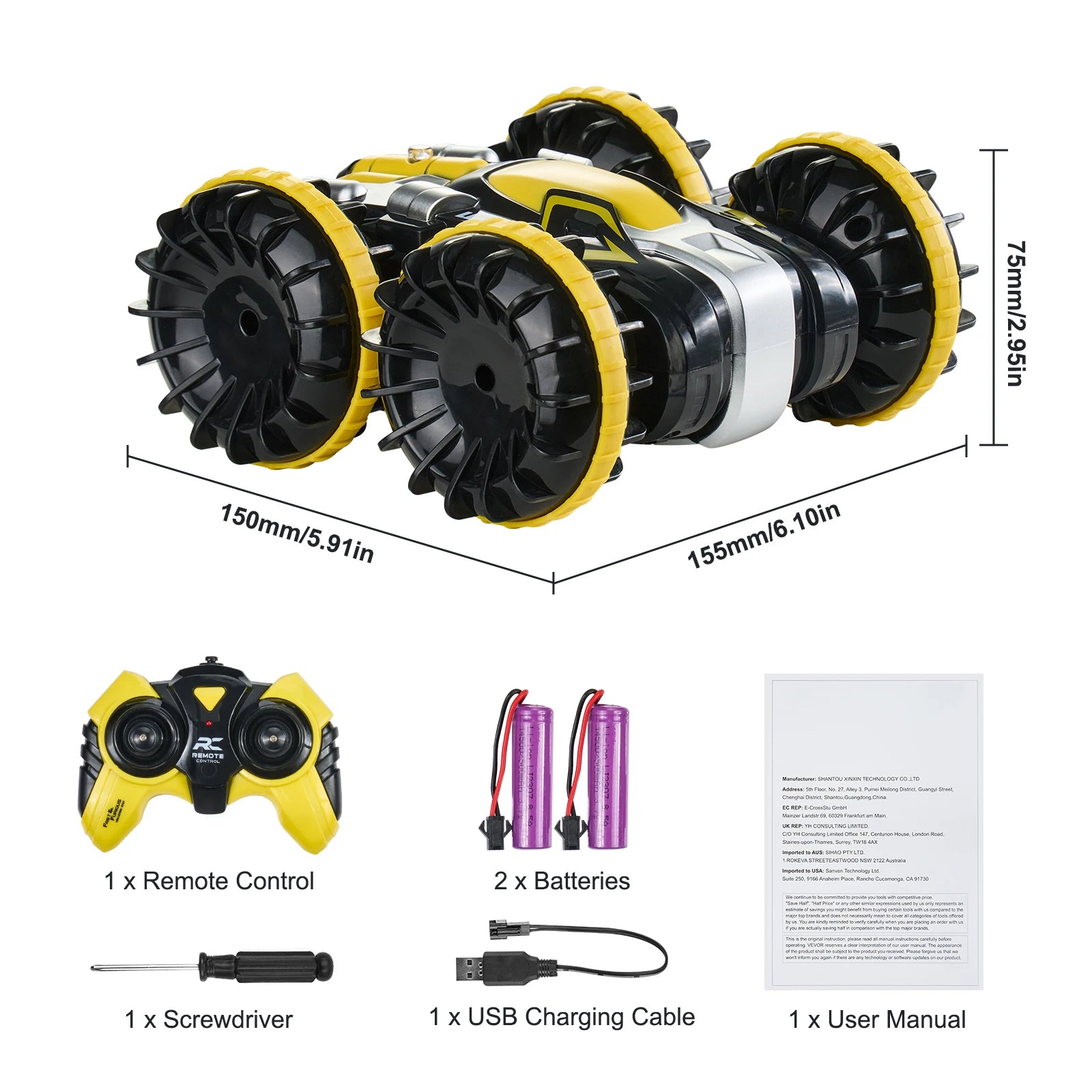 Amphibious RC Car Boat 2.4GHz 12 km/h Electric Remote Control 360°