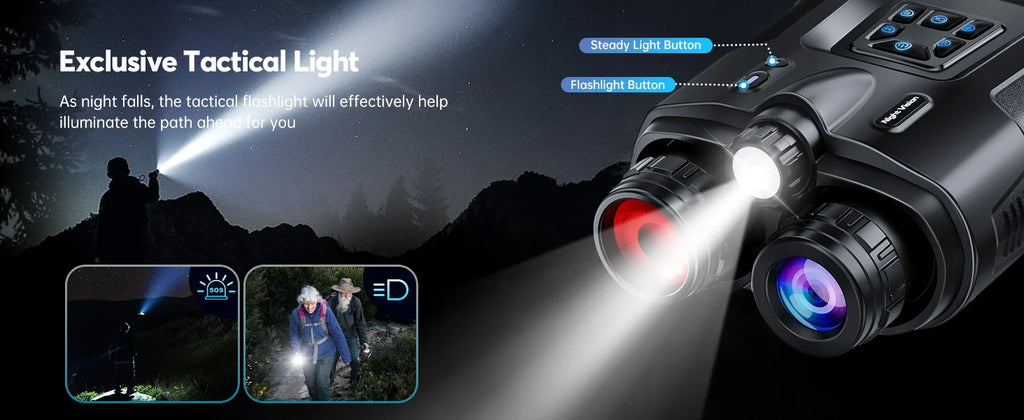 4K Night Vision Binoculars 32GB Infrared Night Vision Goggles 3” Large Screen 8X Digital Zoom Tactical Light for Camping Hunting