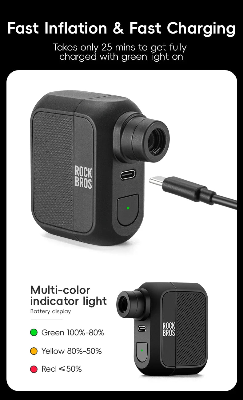 Mini Electric Pump 100PSI Air Inflator AV/FV Tire Inflation Portable Bicycle Pump