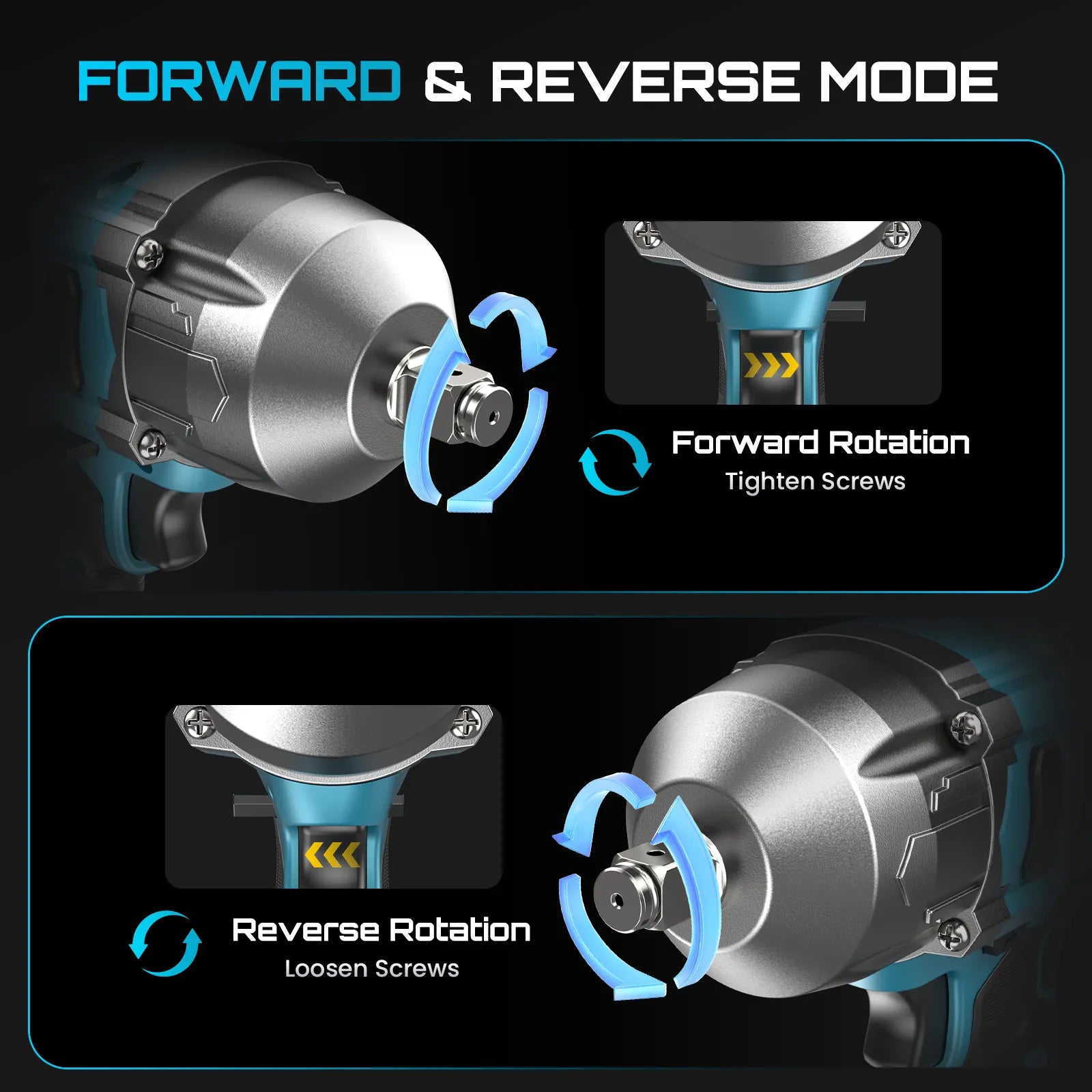 1300N.m Cordless Impact Wrench Brushless Motor 3-in-1 Electric Impact