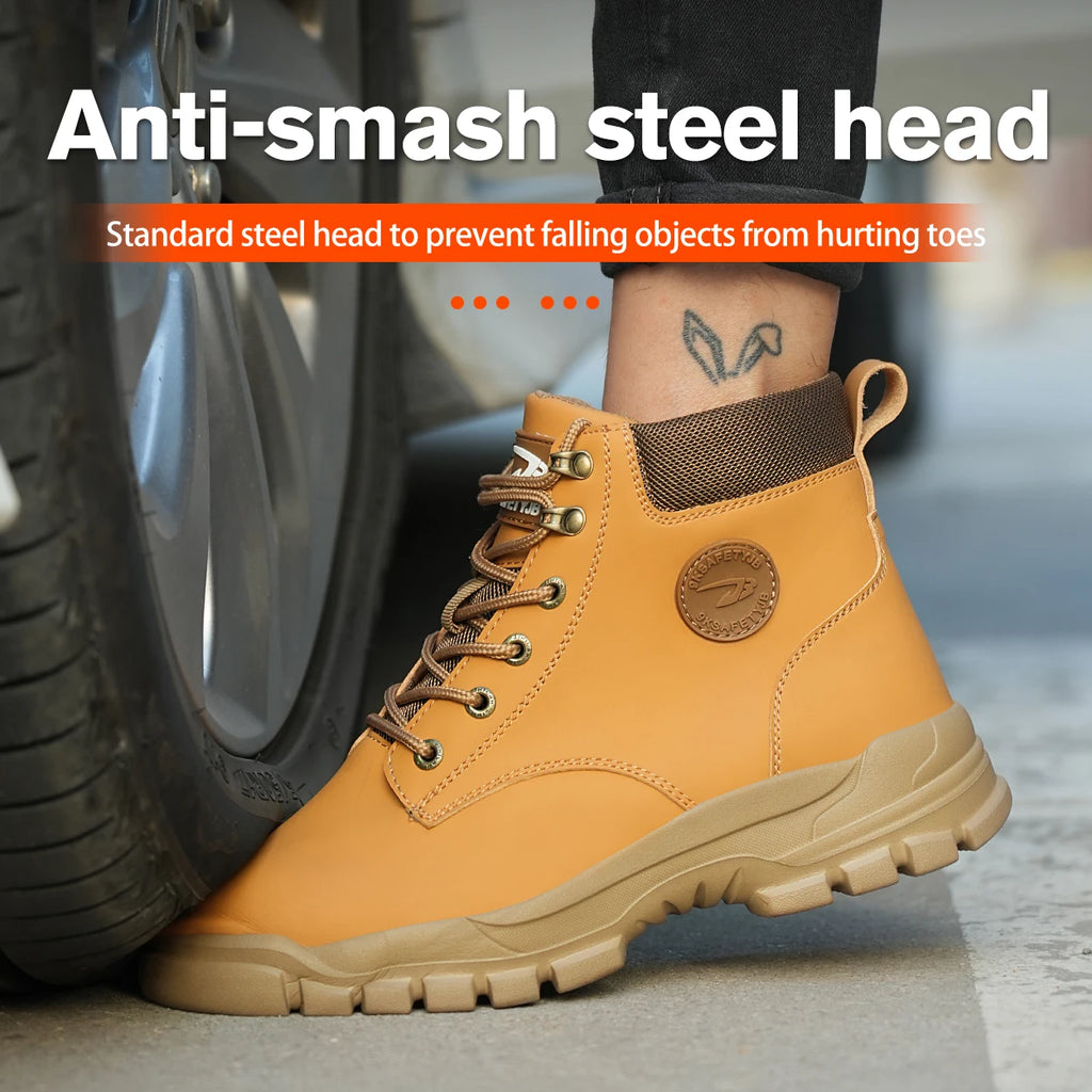 High-top PU anti-smash anti-puncture breathable safety boots