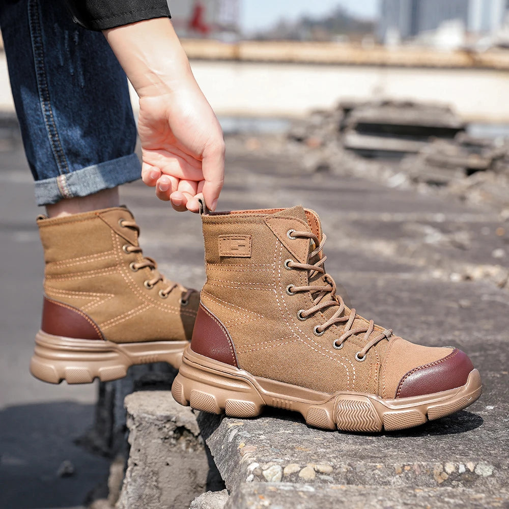 Canvas Light Breathable Work Steel Toe Shoes
