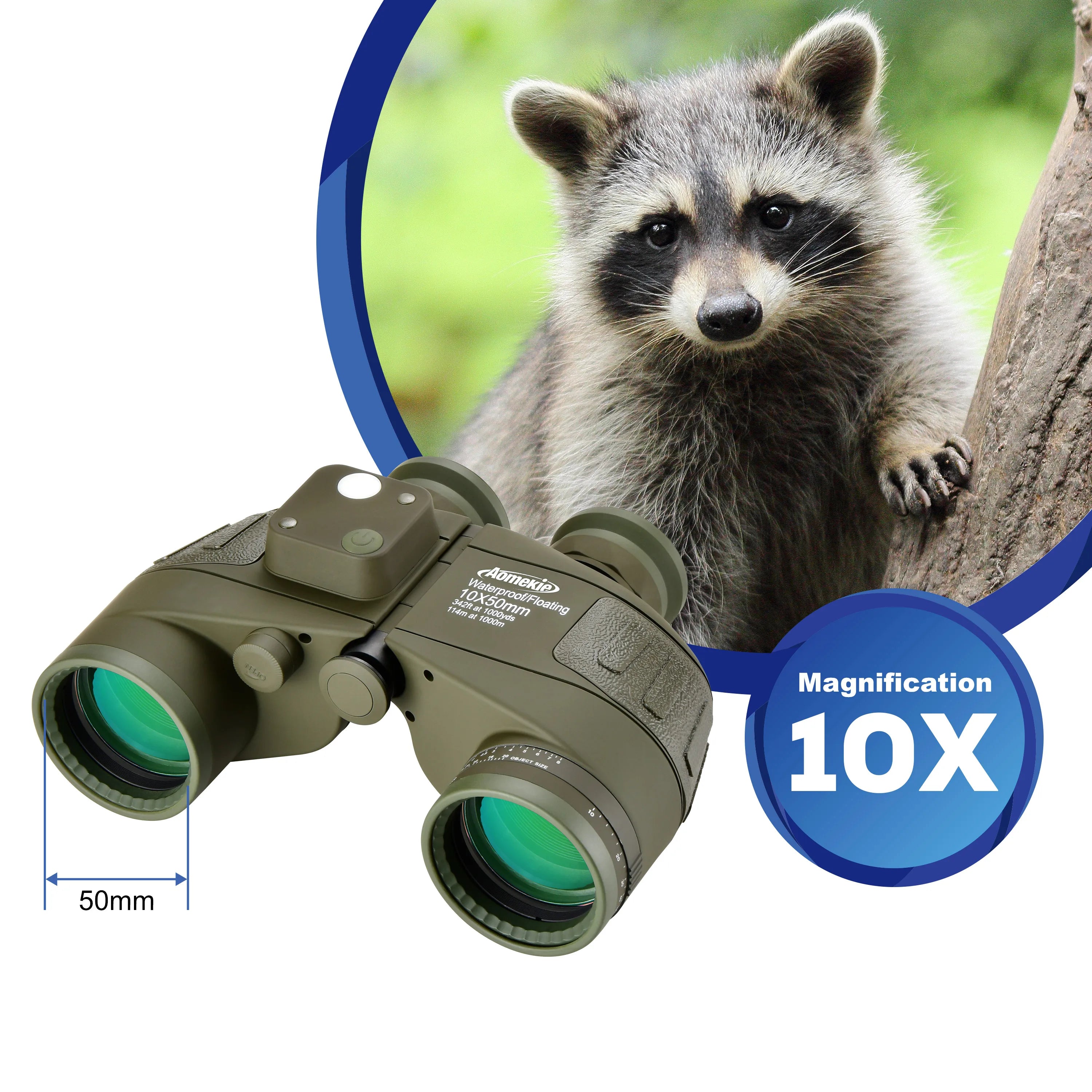 10X50 HD Marine Binoculars with Rangefinder Compass