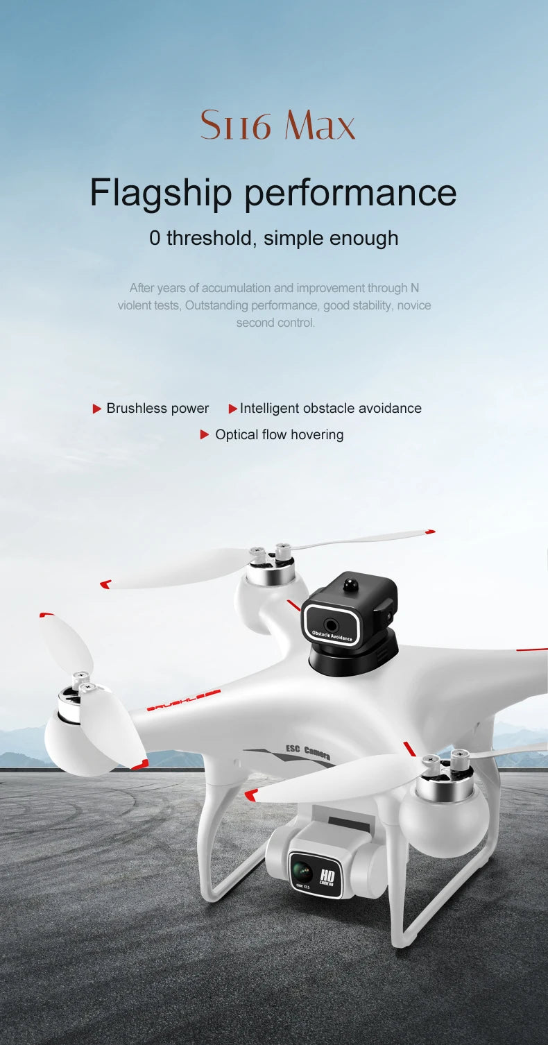 Drone  with 3 Batteries 8K Dual Camera Optical Flow Brushless 360°
