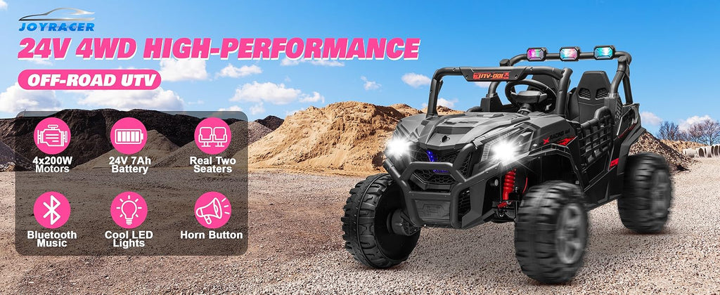 24V XL 2 Seater Ride on Toys Car, 2WD/4WD Switchable Off-Road  Battery Power, 3-Speed Remote Control