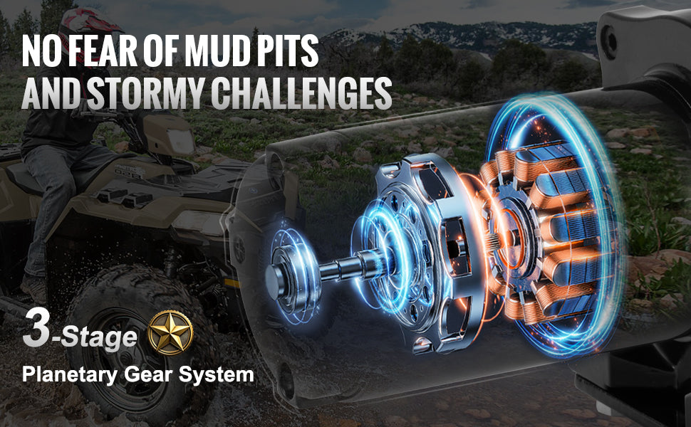 4500lbs ATV/UTV Electric Winch 12V with 39ft Synthetic Rope Wireless & Wired Remote Control