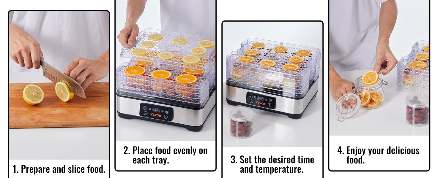 5 Tray Food Dehydrator Machine 300W Stainless Steel Electric Food Dryer