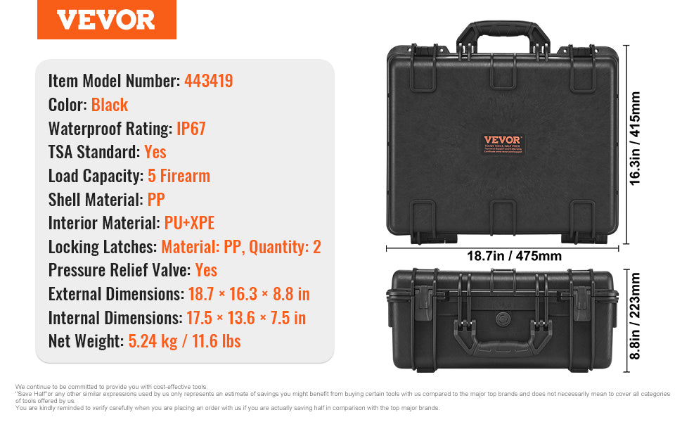 Hard Pistol Cases w/ Pre-cut PU Foam Lining  for 1/2/5/6 Pistol Lockable Pistol Case