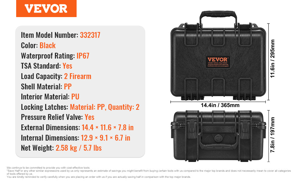 Hard Pistol Cases w/ Pre-cut PU Foam Lining  for 1/2/5/6 Pistol Lockable Pistol Case