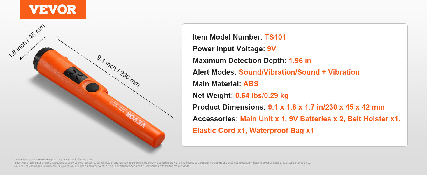 Metal Detector IP66/IP68 Waterproof Handheld Pin Pointer