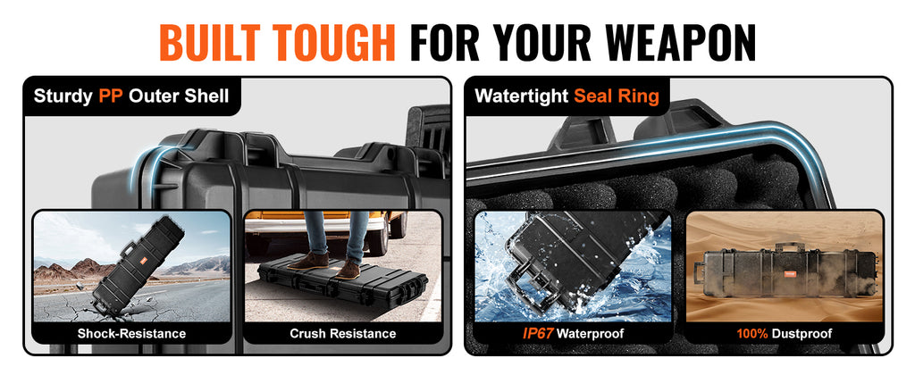 Rifle Hard Case Portable Long Gun  Suitcase With Casters
