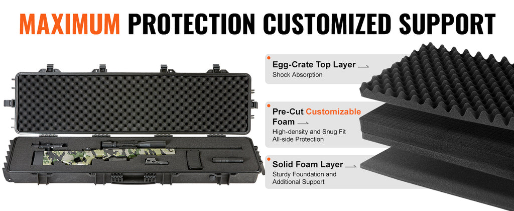 Rifle Hard Case Portable Long Gun  Suitcase With Casters