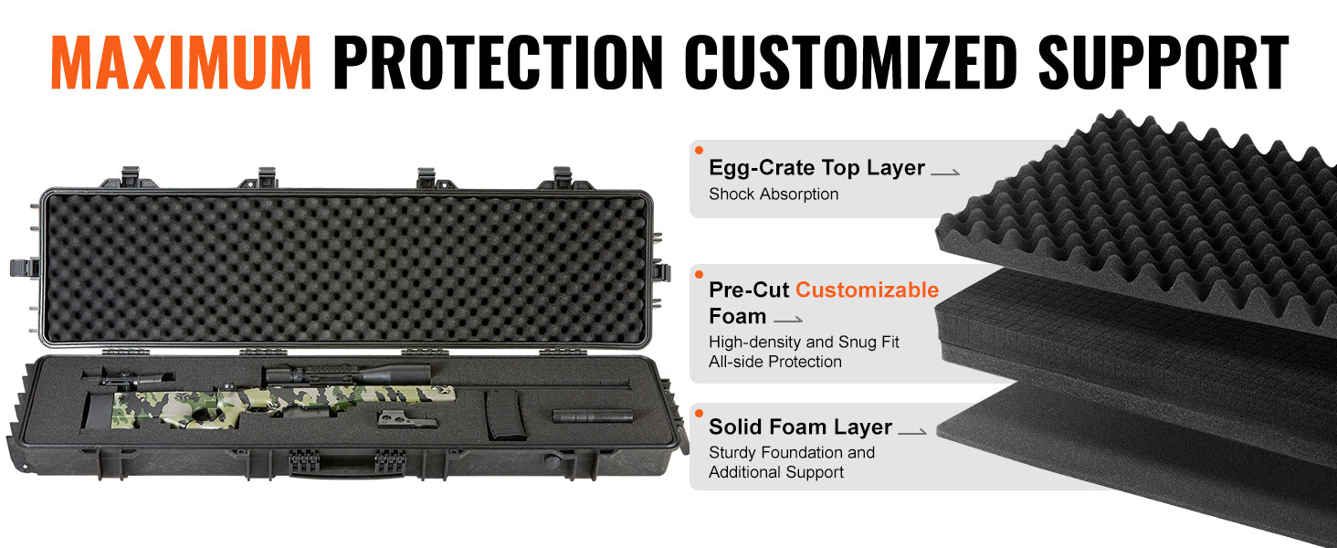 Rifle Hard Case Portable Long Gun  Suitcase With Casters