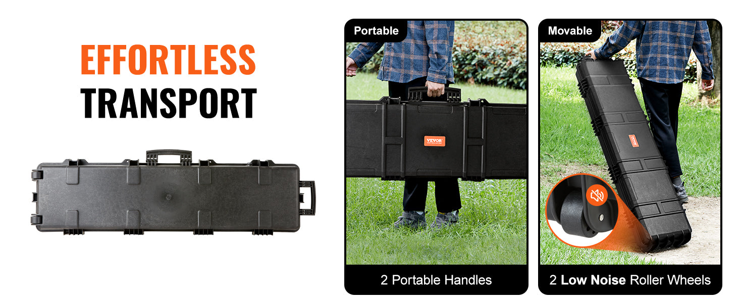 Rifle Hard Case Portable Long Gun  Suitcase With Casters