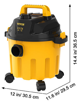 Wet Dry Vac 2.6 Gallon 2.5 Peak HP 3 in 1 Portable Shop Vacuum with Blowing Function