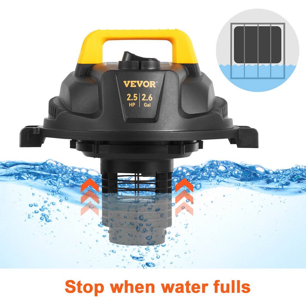 Wet Dry Vac 2.6 Gallon 2.5 Peak HP 3 in 1 Portable Shop Vacuum with Blowing Function